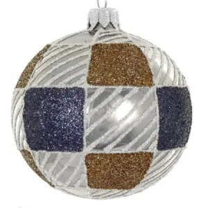 4 pc Set Hand Decorated Plaid of Mouth Blown & Christmas Ornament