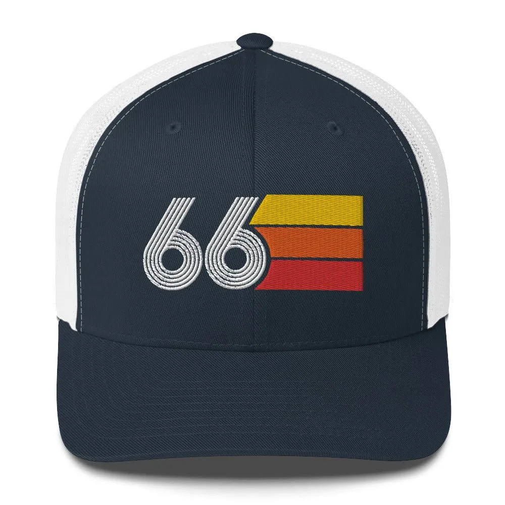66 Number 1966 Birthday Retro Trucker Hat