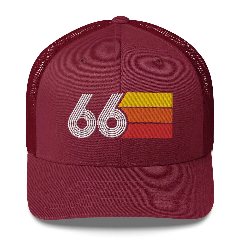 66 Number 1966 Birthday Retro Trucker Hat