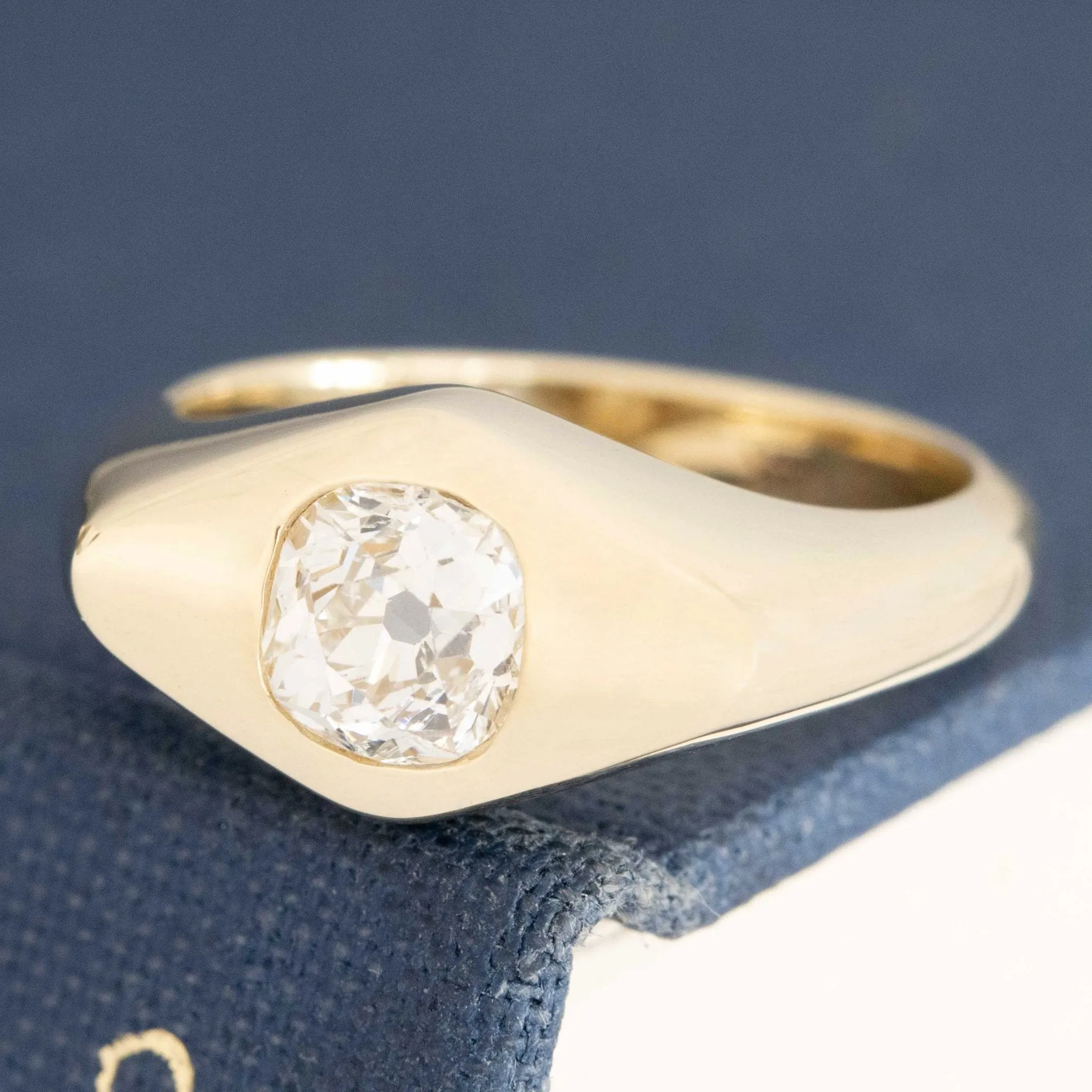 .71ct Old Mine Cut Diamond Signet Ring