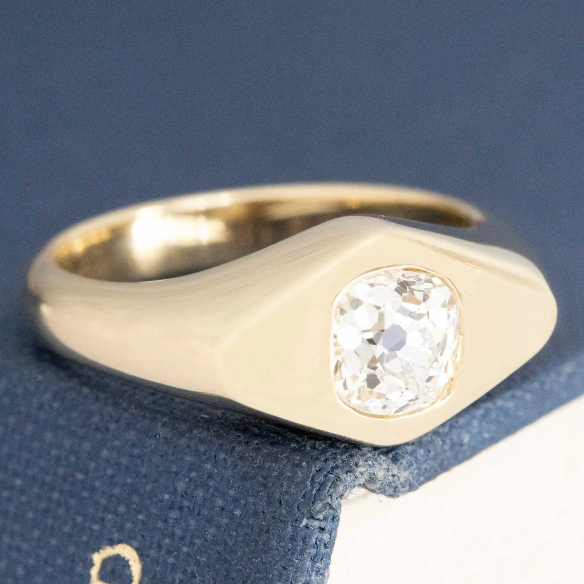 .71ct Old Mine Cut Diamond Signet Ring