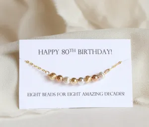 80th Birthday Bracelet for Grandma, 80th Birthday Gift for Women, Mixed Metals