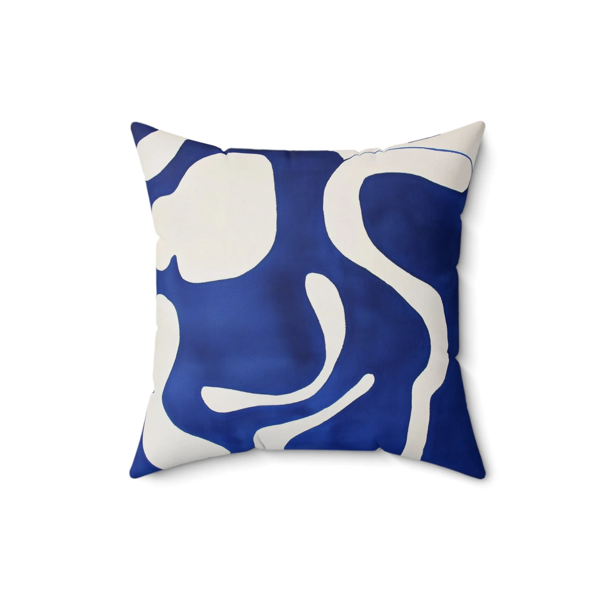 Abstract Blue & White Geometric Pillow