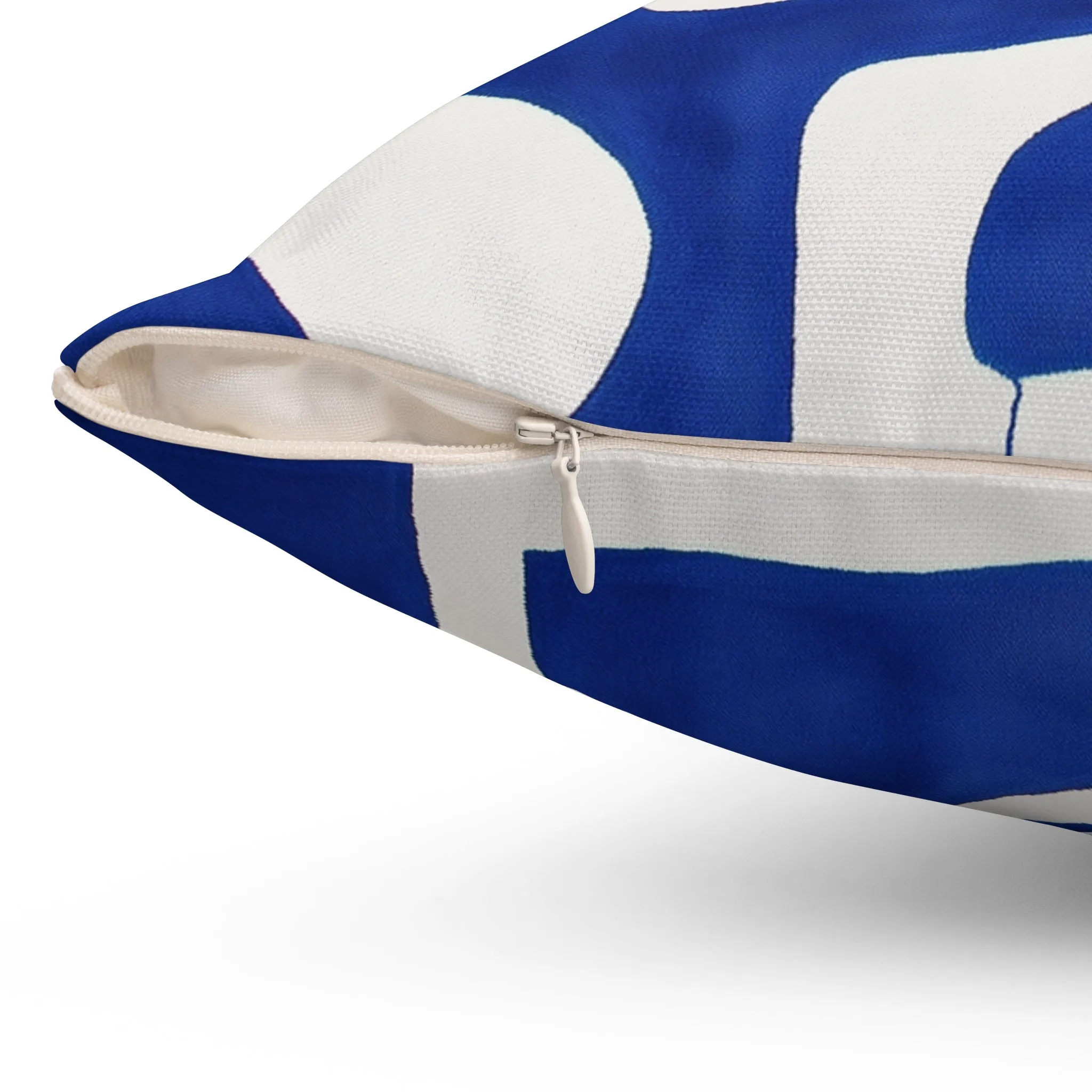 Abstract Blue & White Geometric Pillow