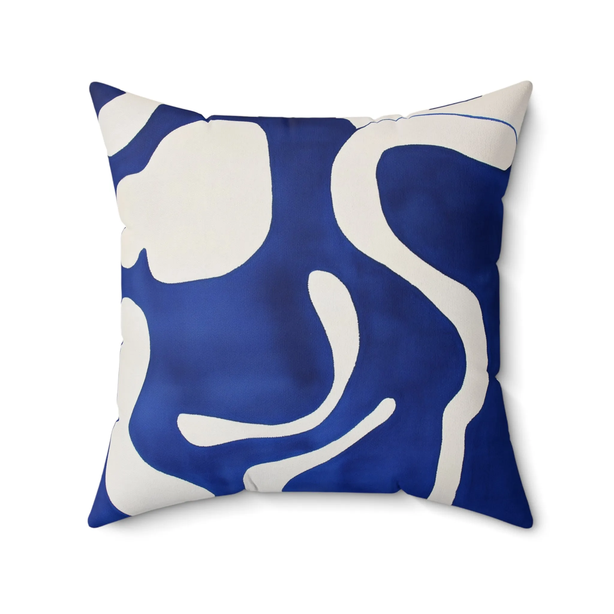 Abstract Blue & White Geometric Pillow