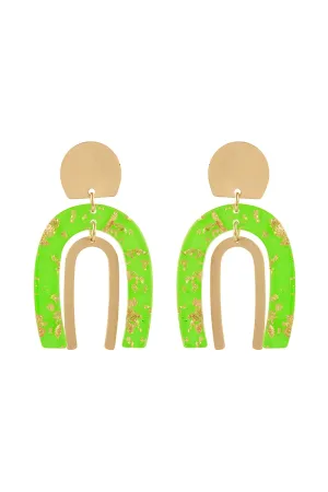 ACETATE METAL FLAKE ARC GEOMETRIC POST EARRING