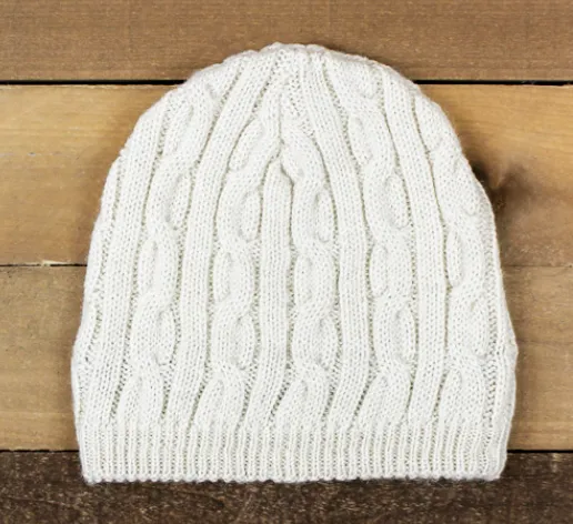 Alpaca Hat - Natural or Bold Cable Alpaca Beanie