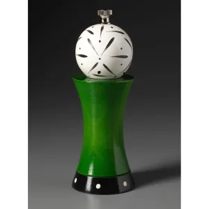 Alpha in Green, White, and Black Wooden Salt Shaker or Pepper Mill Grinder by Robert Wilhelm of Raw Design