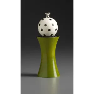 Alpha in Lime, White, and Black Wooden Salt Shaker or Pepper Mill Grinder by Robert Wilhelm of Raw Design