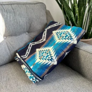 ANDEAN ALPACA WOOL BLANKET - COBALT BLUE (ECUADOR)
