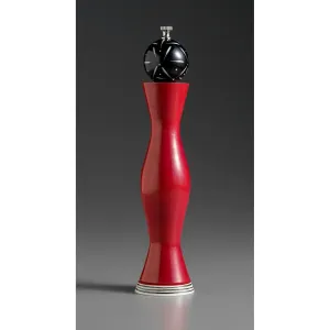 Apex in Black, Red, and White Wooden Salt Shaker or Pepper Mill Grinder Shaker by Robert Wilhelm of Raw Design