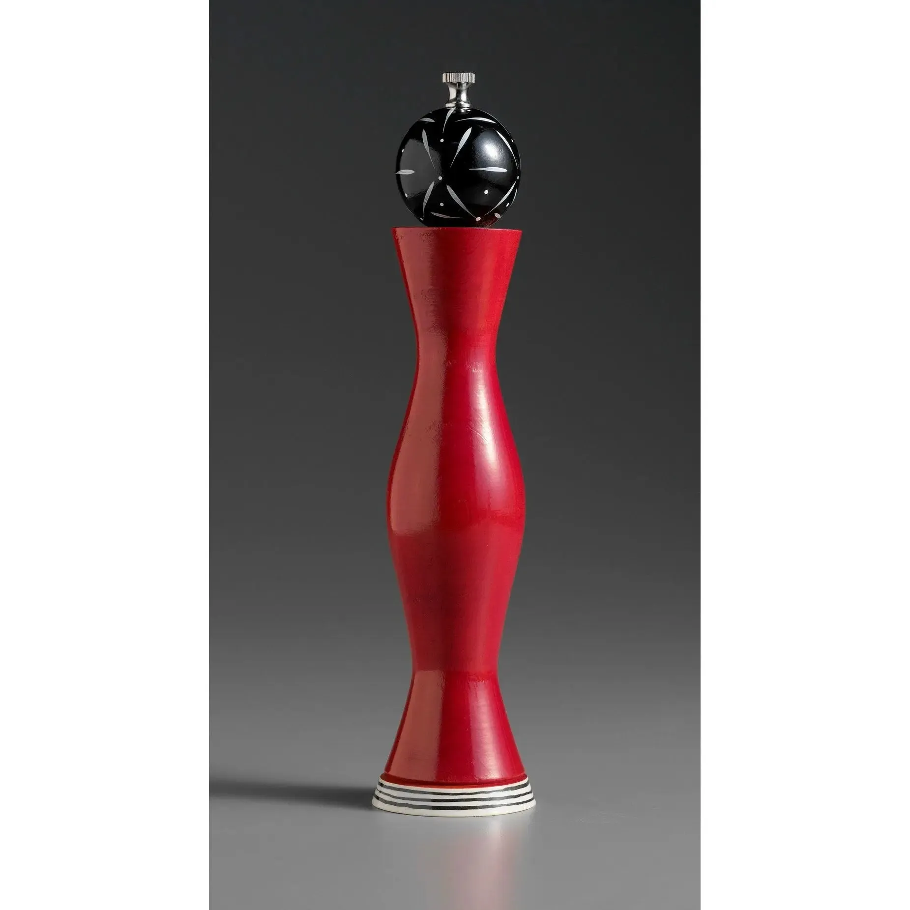 Apex in Black, Red, and White Wooden Salt Shaker or Pepper Mill Grinder Shaker by Robert Wilhelm of Raw Design