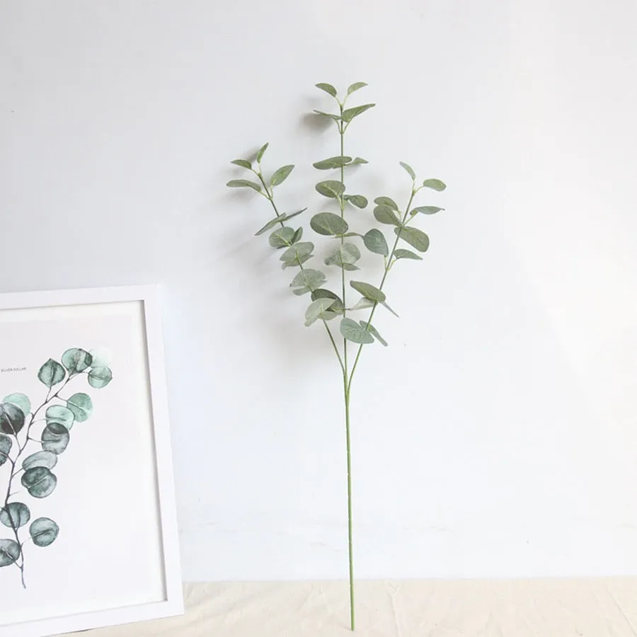 Artificial Leaves Branch Retro Green Silk Eucalyptus Leaf for Home Decor Wedding Plants Faux Fabric Foliage Room Decoration 68CM