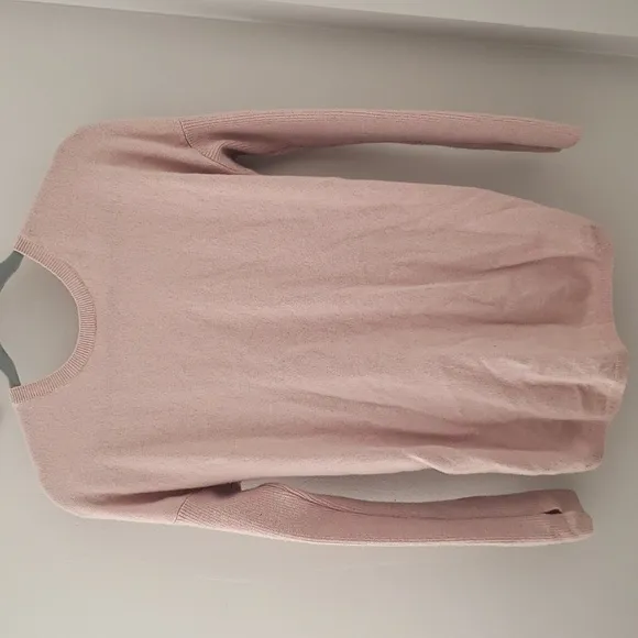 Athleta Finale Cashmere Wool Twist Front Sweater Womens Med Dusty Pink Yoga Cozy