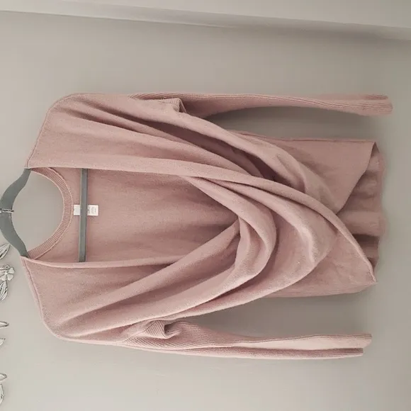 Athleta Finale Cashmere Wool Twist Front Sweater Womens Med Dusty Pink Yoga Cozy