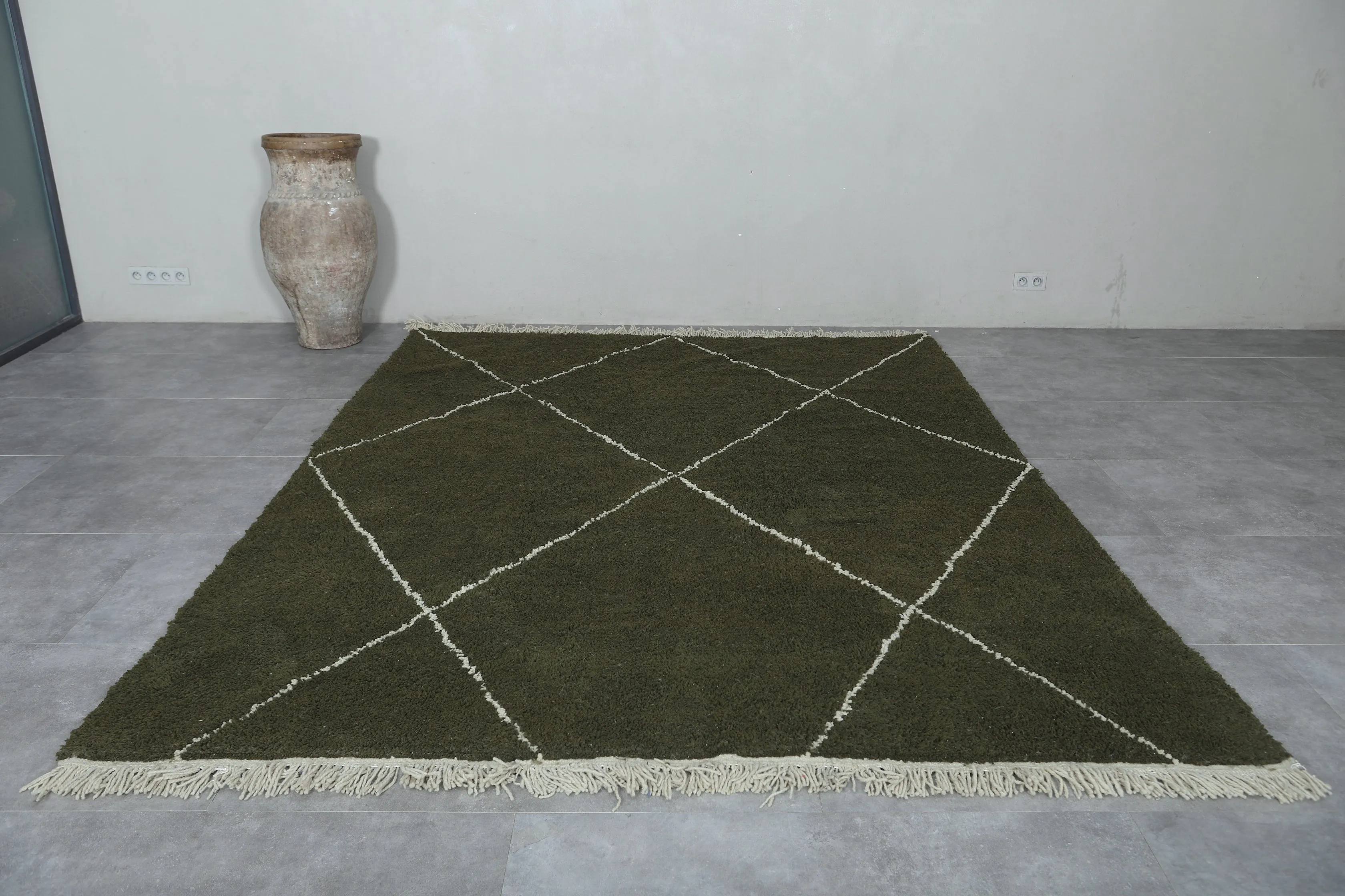 Authentic Beni ourain rug - Green Custom Rug - Wool rug