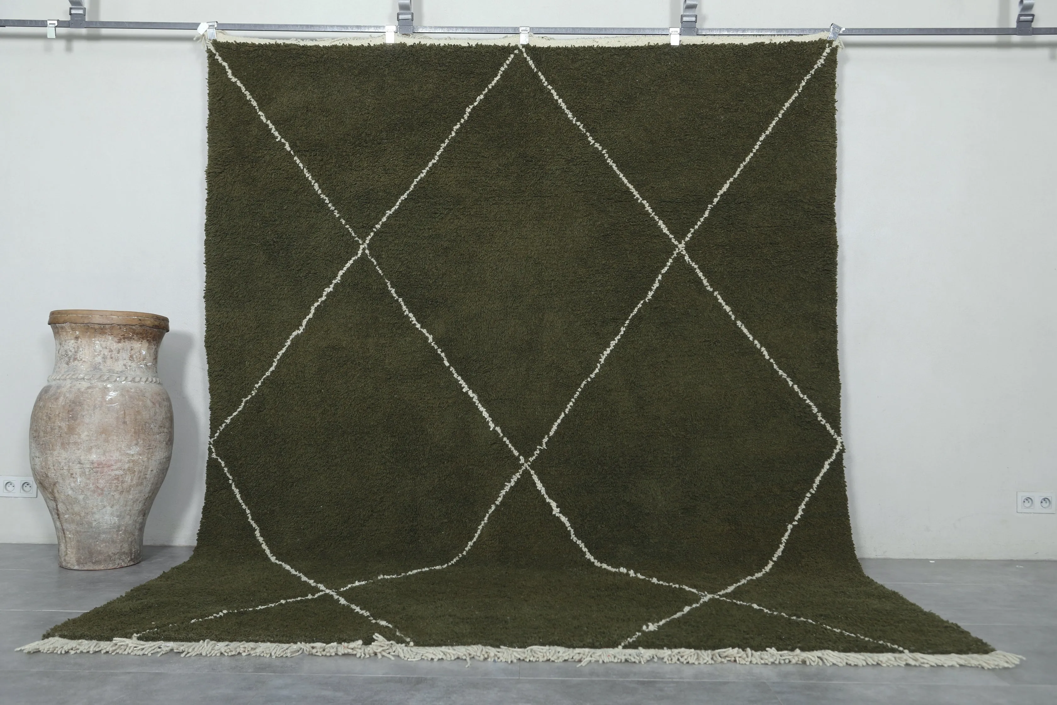 Authentic Beni ourain rug - Green Custom Rug - Wool rug