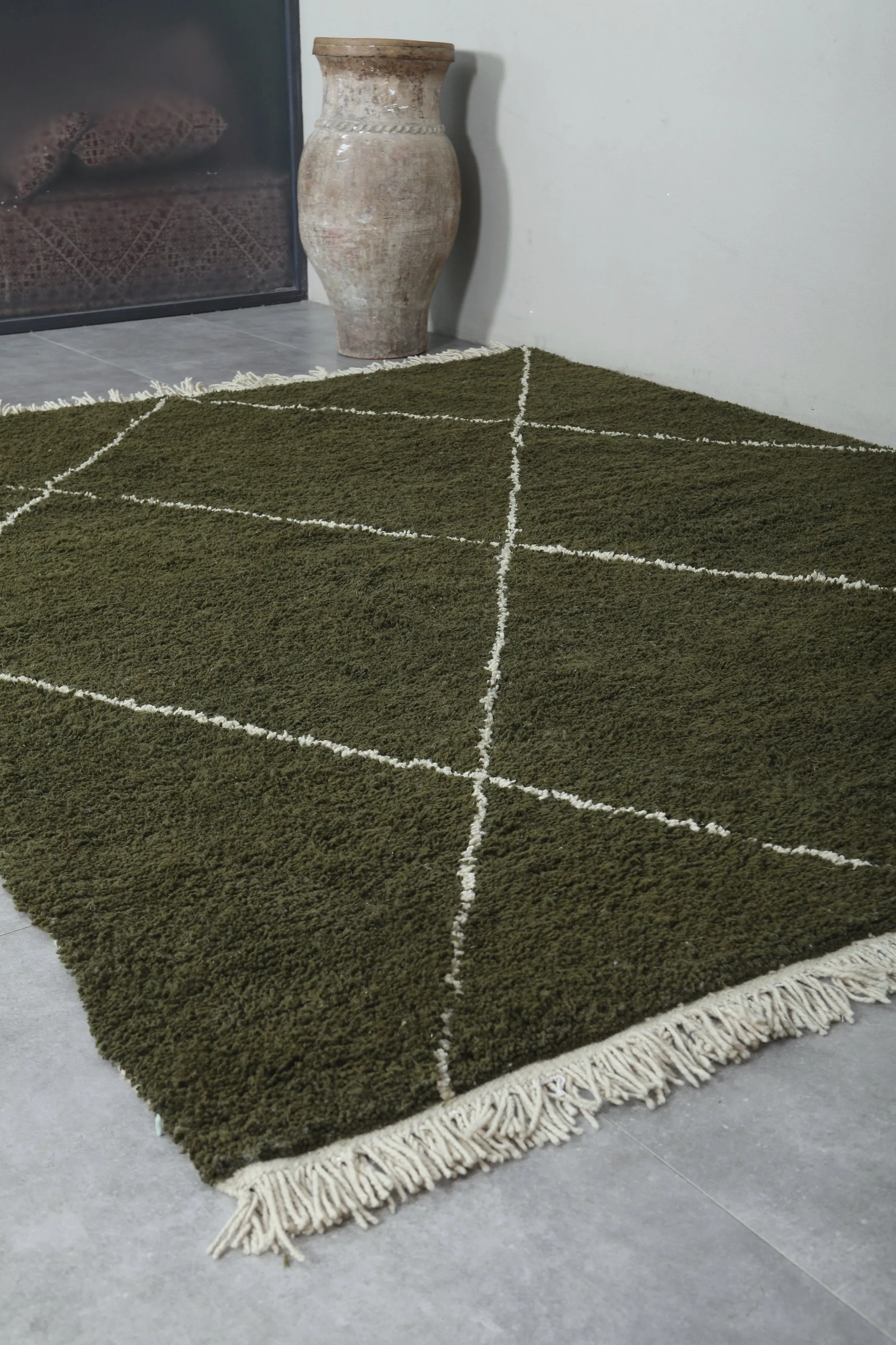 Authentic Beni ourain rug - Green Custom Rug - Wool rug