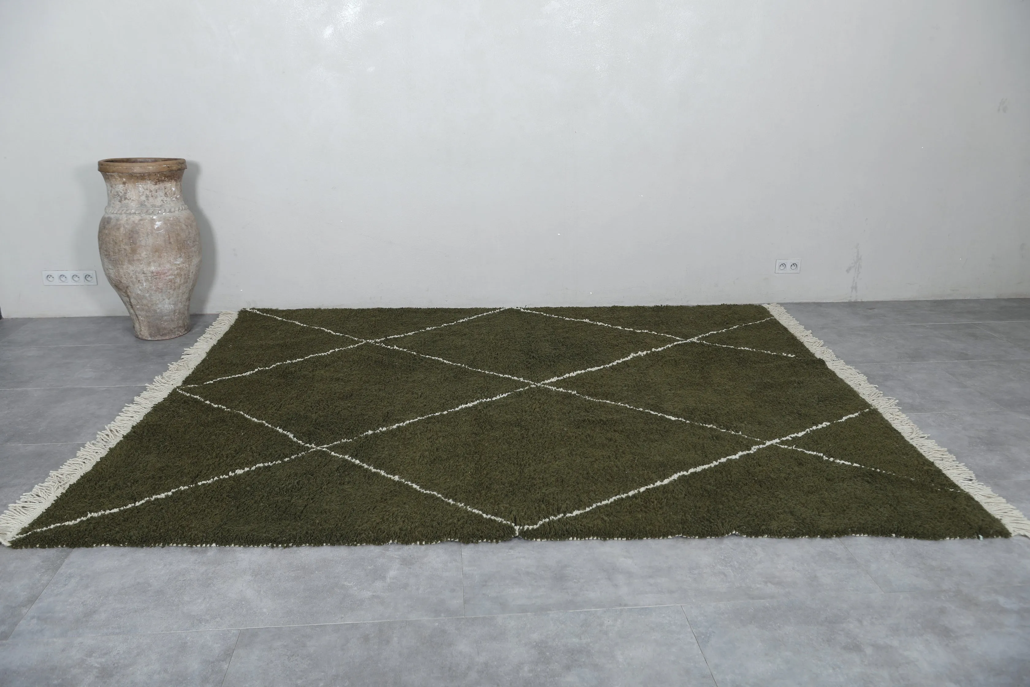 Authentic Beni ourain rug - Green Custom Rug - Wool rug