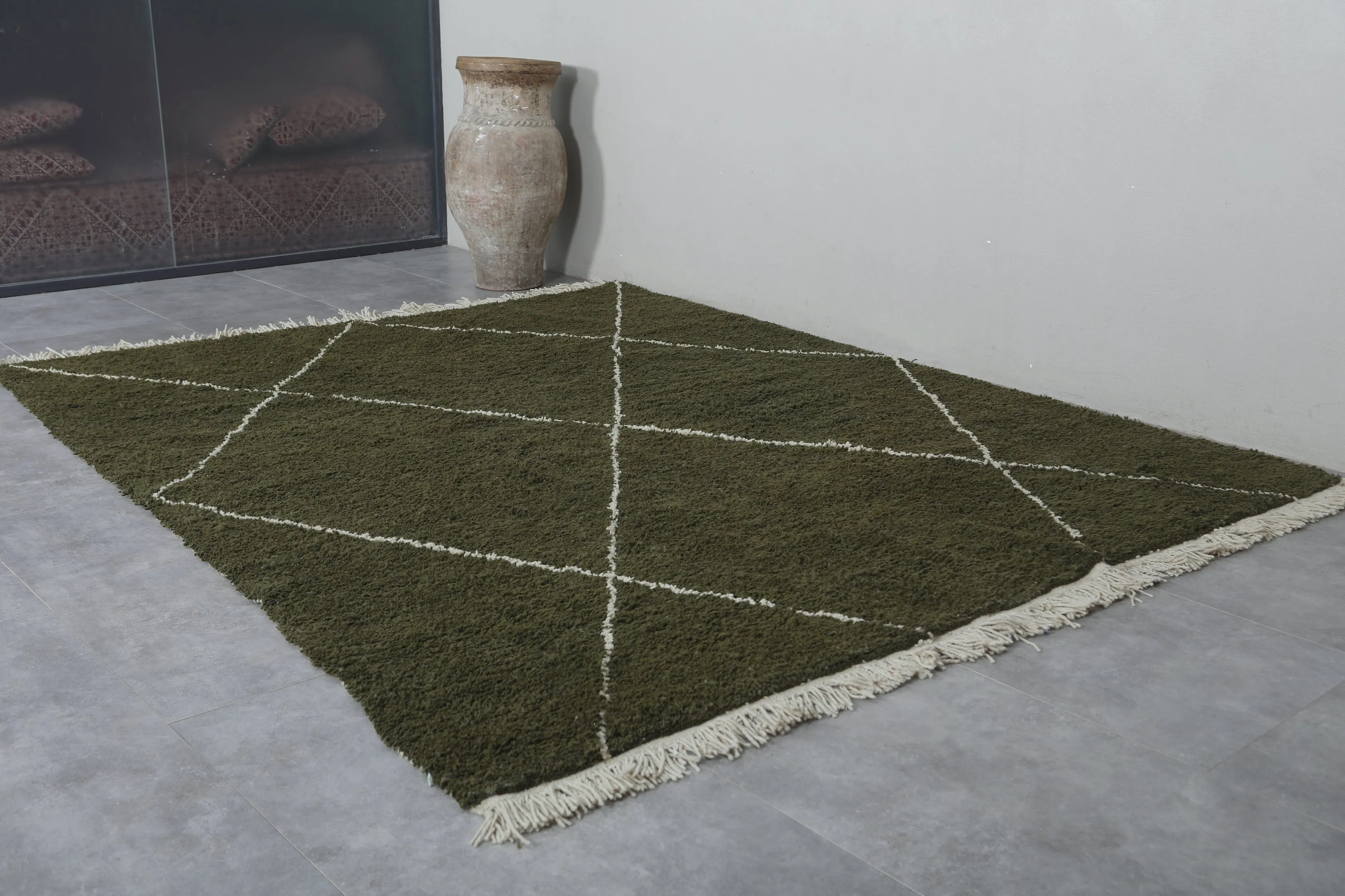 Authentic Beni ourain rug - Green Custom Rug - Wool rug