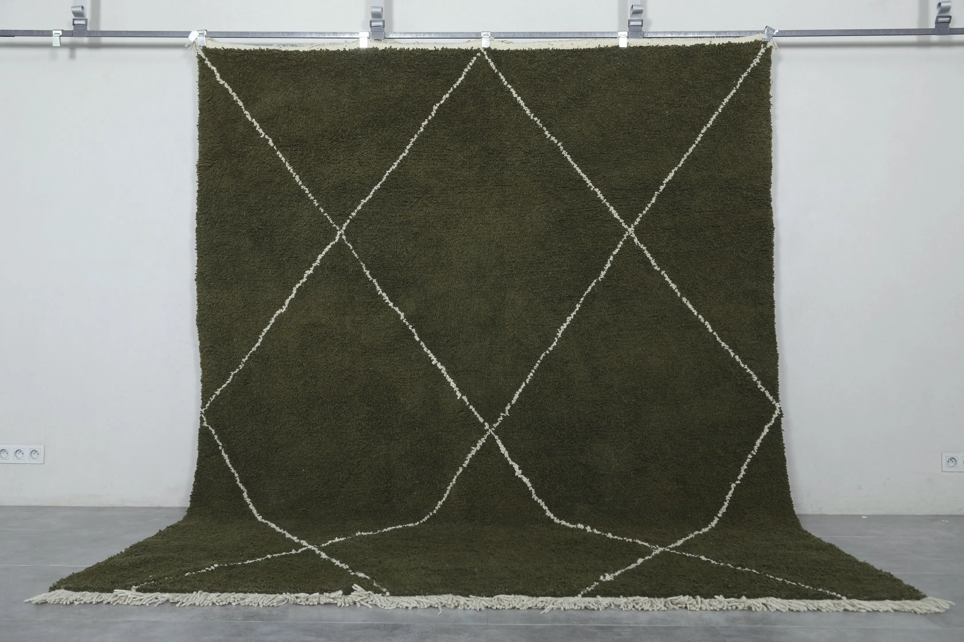 Authentic Beni ourain rug - Green Custom Rug - Wool rug