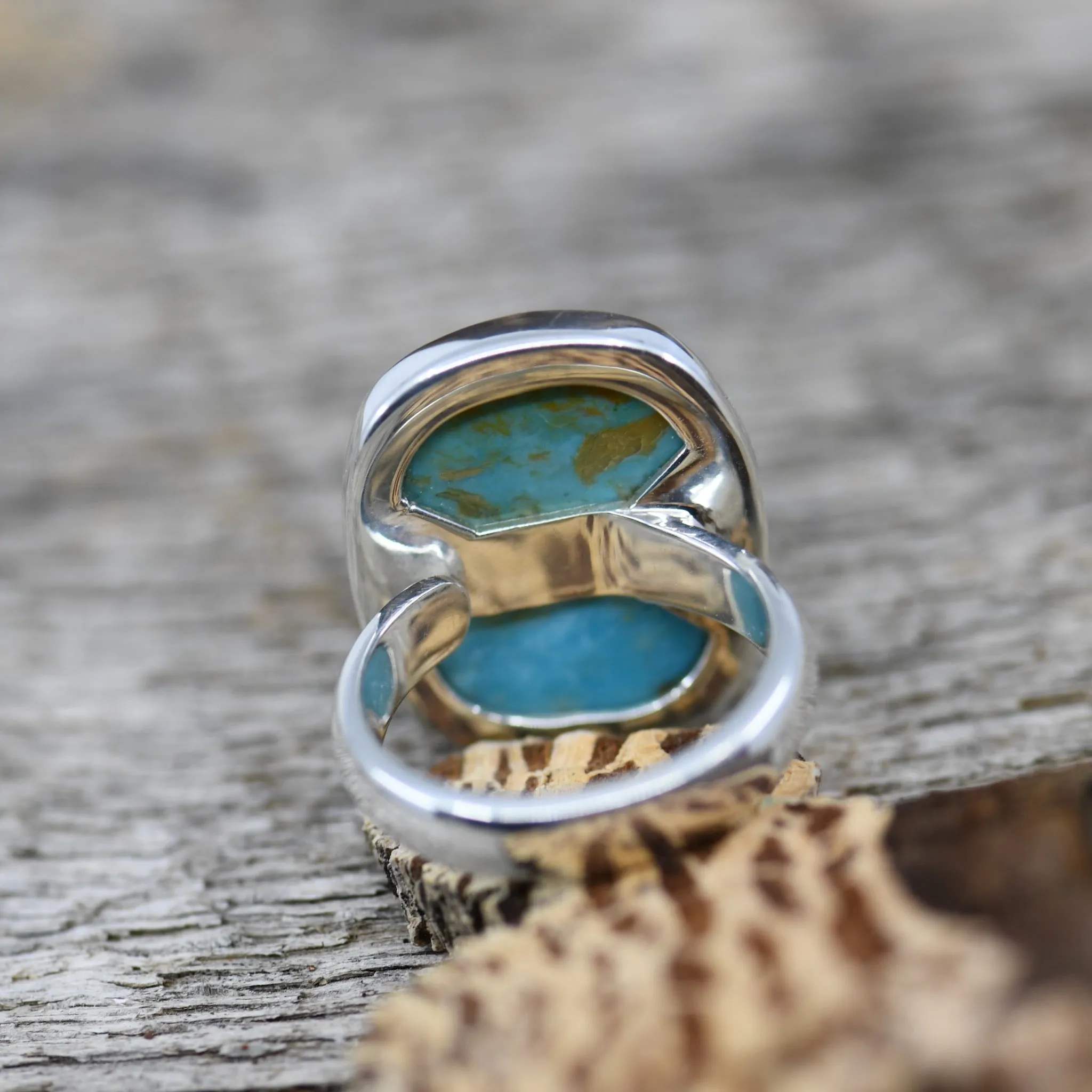 Authentic Turquoise Sterling Silver Ring with Unique Orange Matrix | Size 7