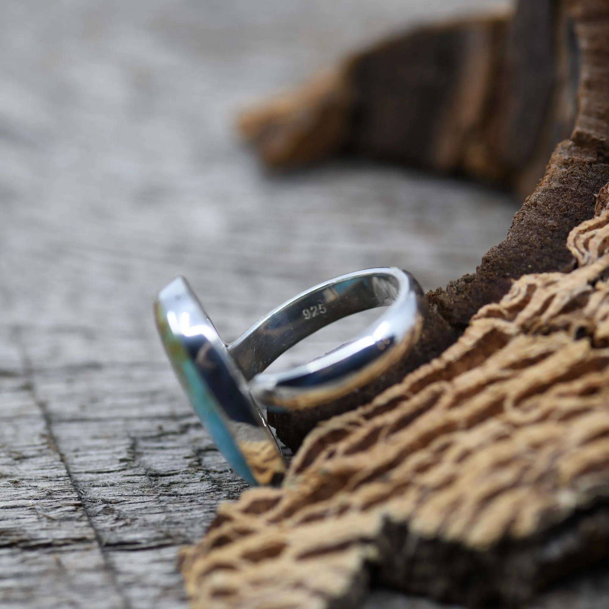 Authentic Turquoise Sterling Silver Ring with Unique Orange Matrix | Size 7