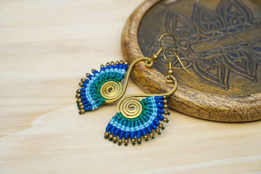 Azure Breeze Micro Macrame Boho Earrings