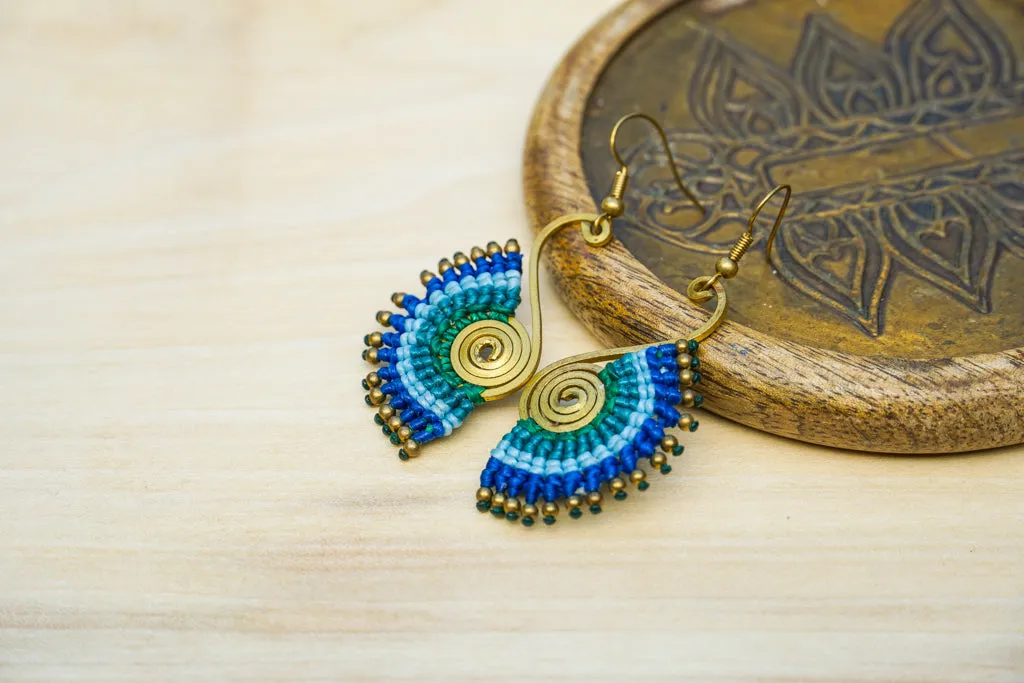 Azure Breeze Micro Macrame Boho Earrings