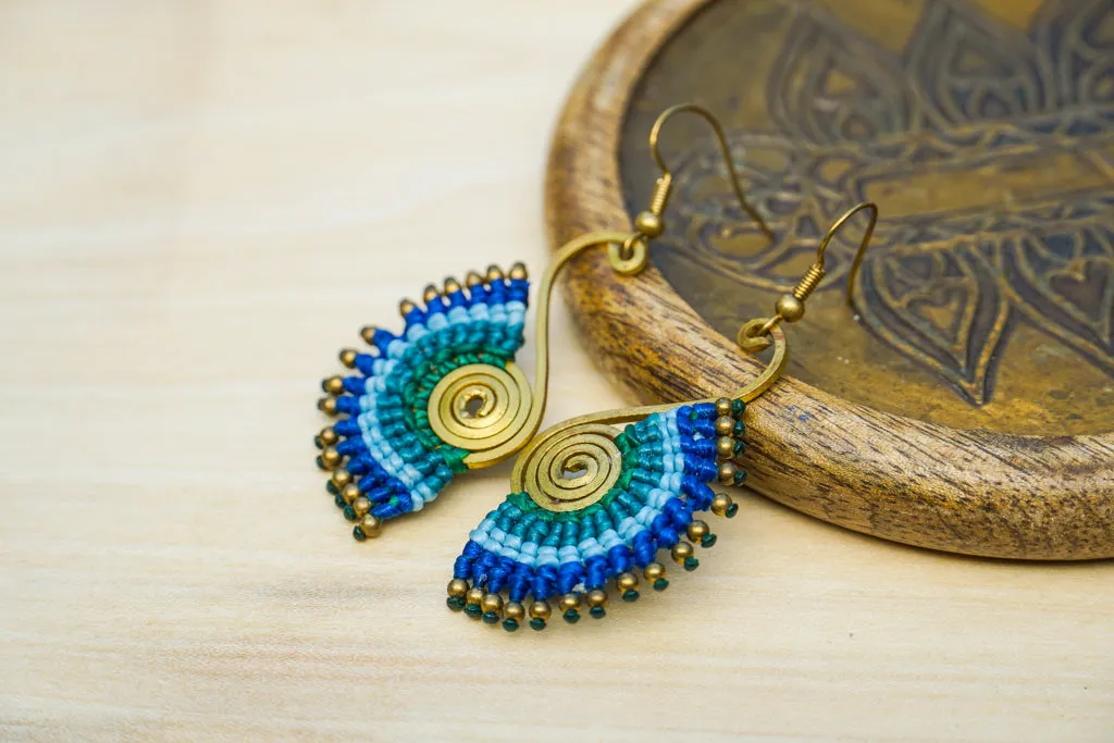 Azure Breeze Micro Macrame Boho Earrings