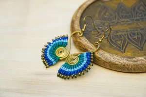 Azure Breeze Micro Macrame Boho Earrings