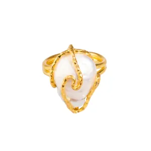 Baroque Pearl Gold Design Isis Chunky Ring