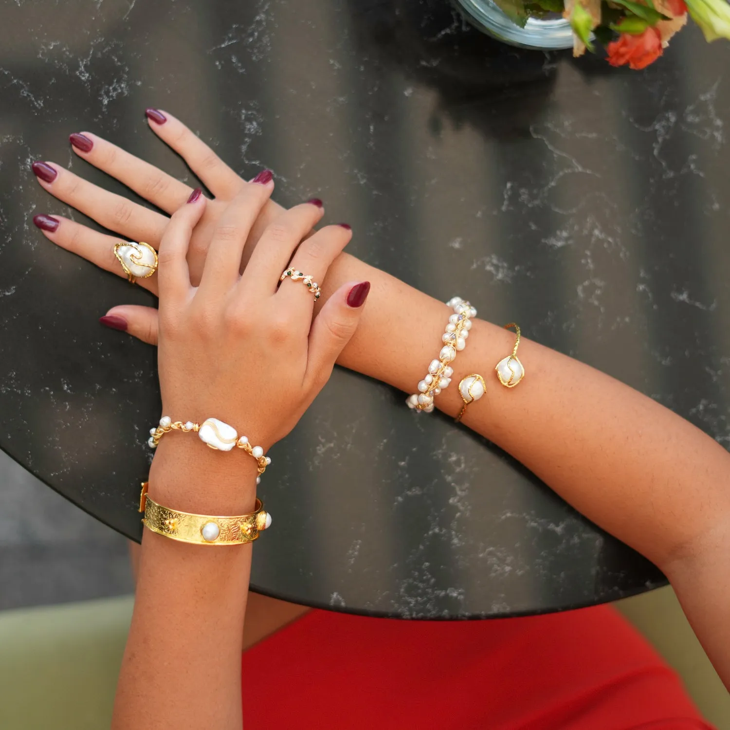 Baroque Pearl Gold Design Isis Chunky Ring