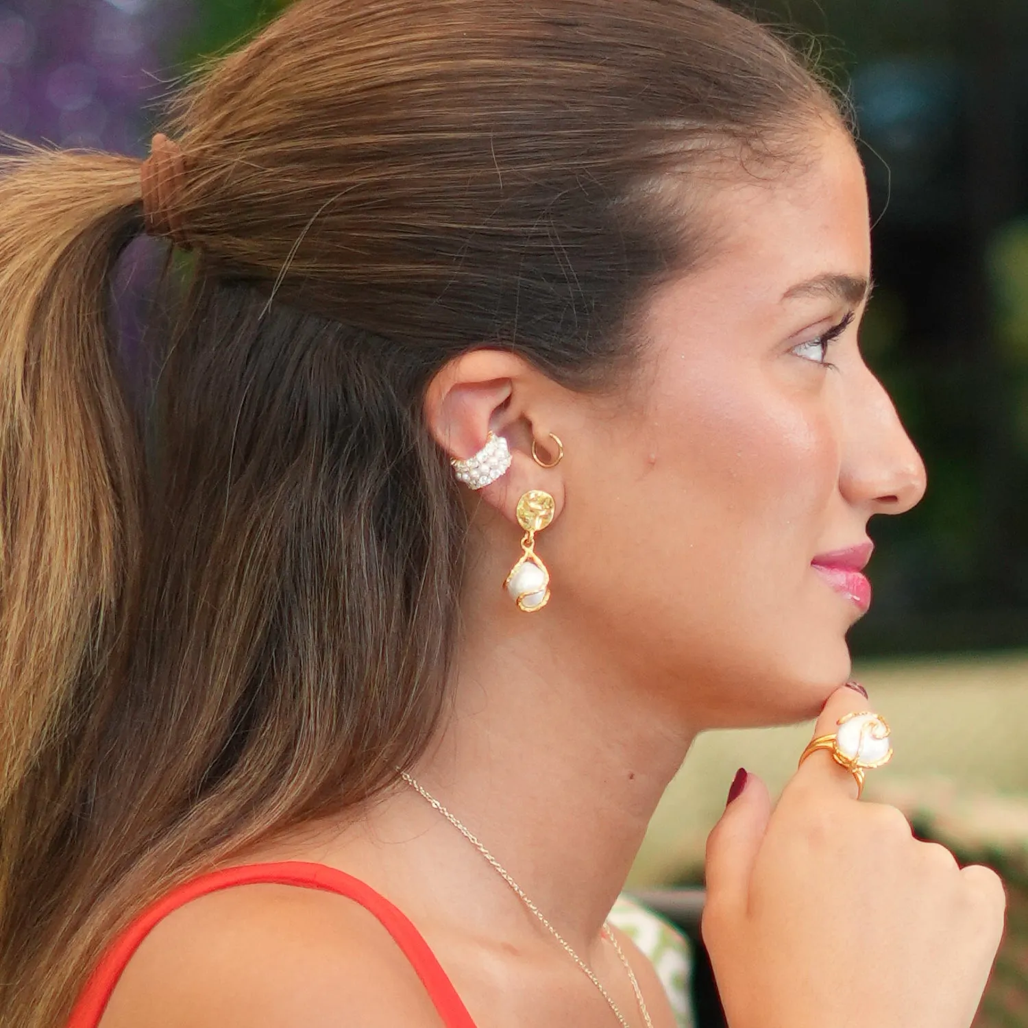 Baroque Pearl Gold Design Isis Chunky Ring