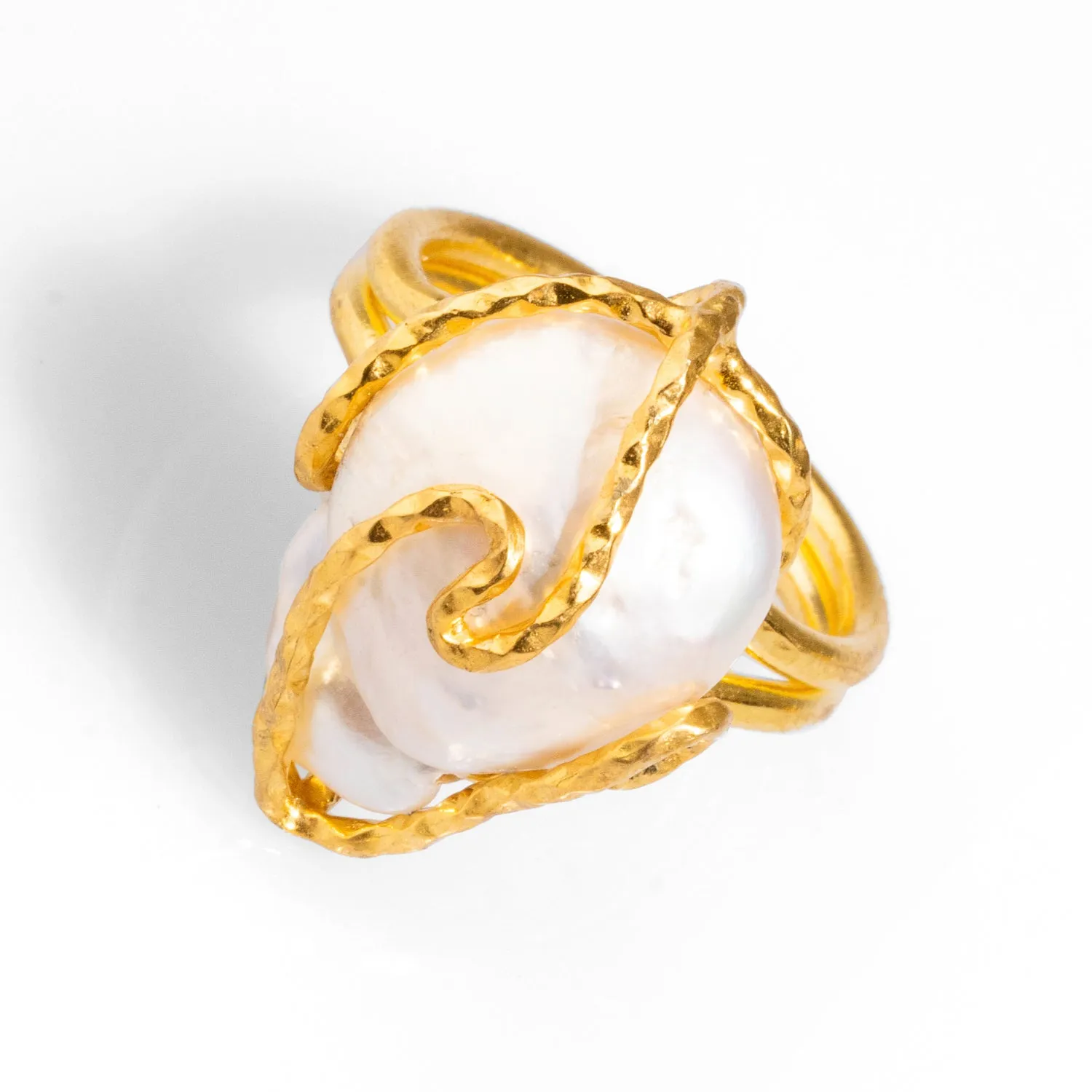Baroque Pearl Gold Design Isis Chunky Ring