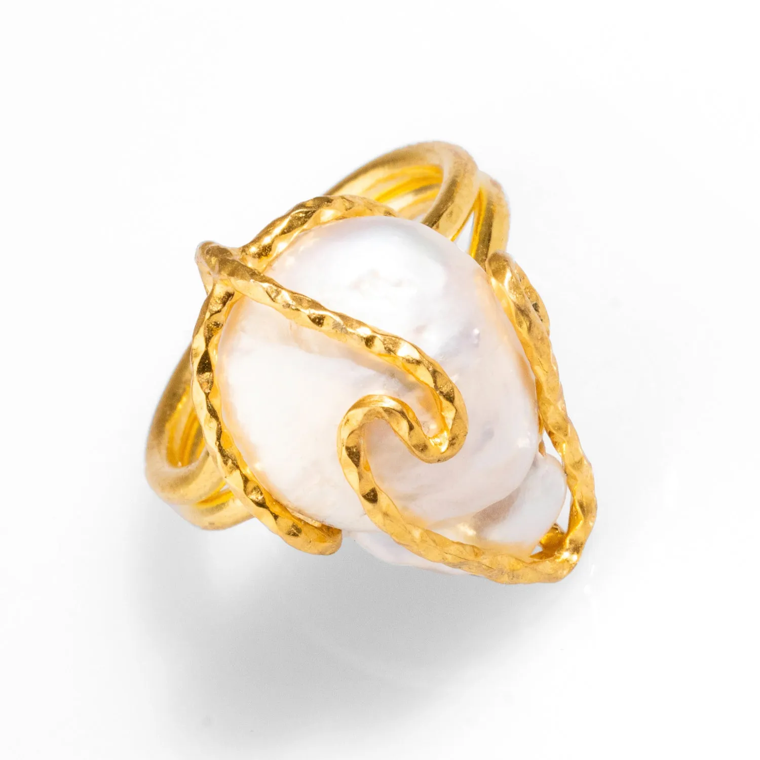 Baroque Pearl Gold Design Isis Chunky Ring