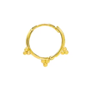 Beaded Cluster Cartilage Earring 14K