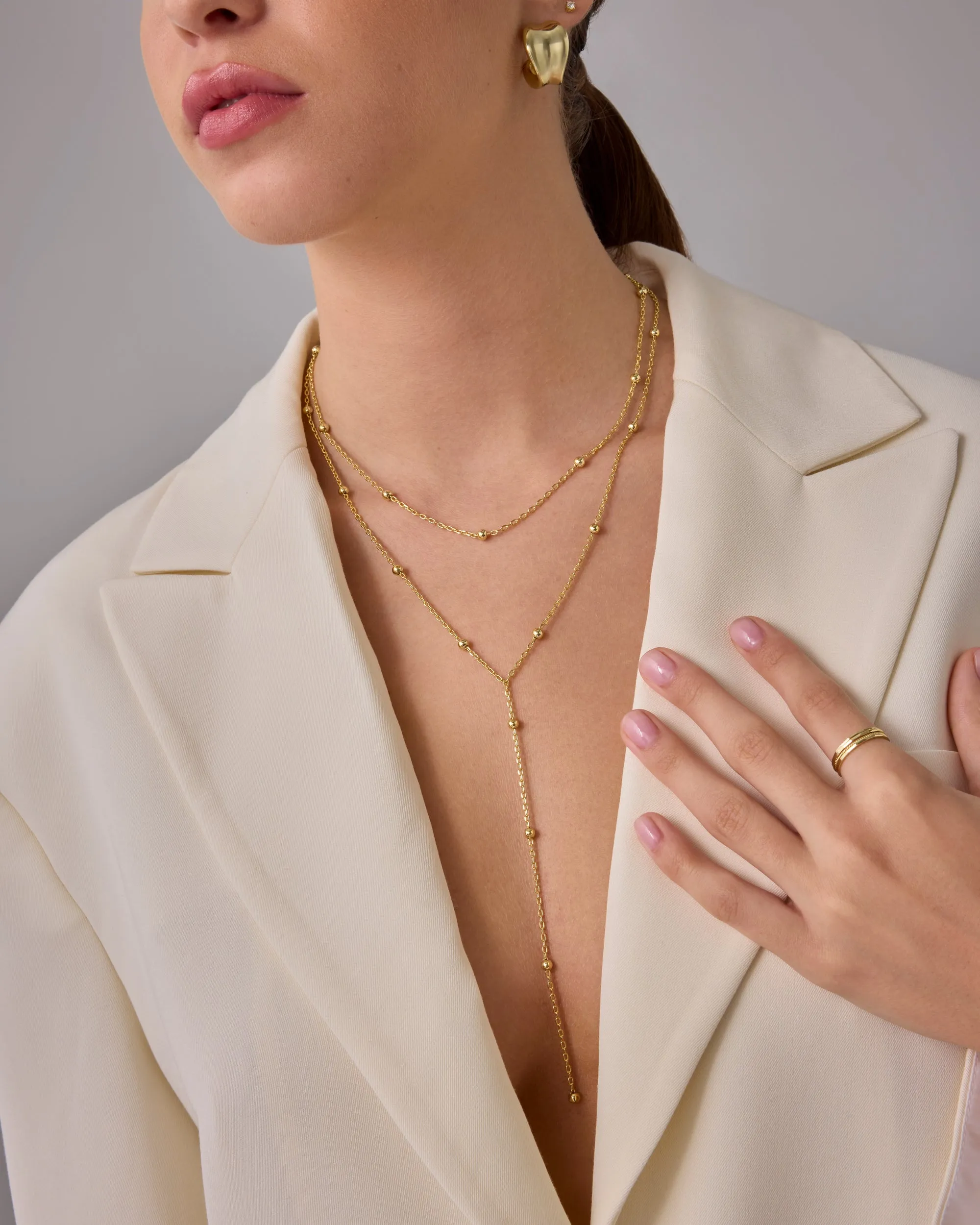 Beaded Tassel Lariat Necklace