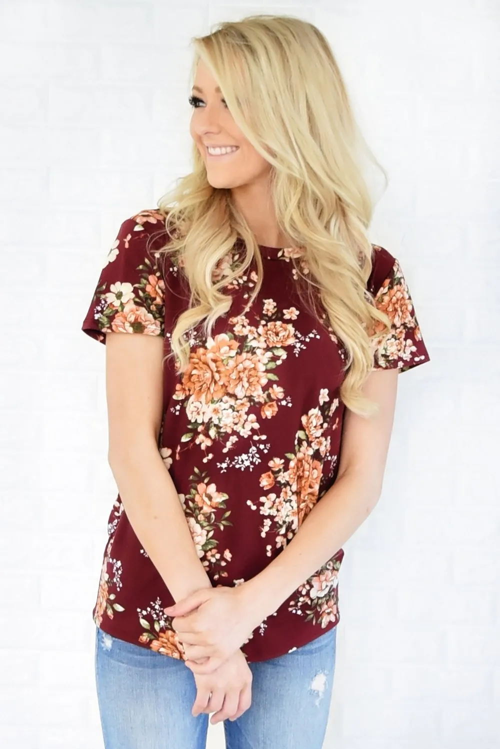 Beautifully Blooming Top ~ Burgundy