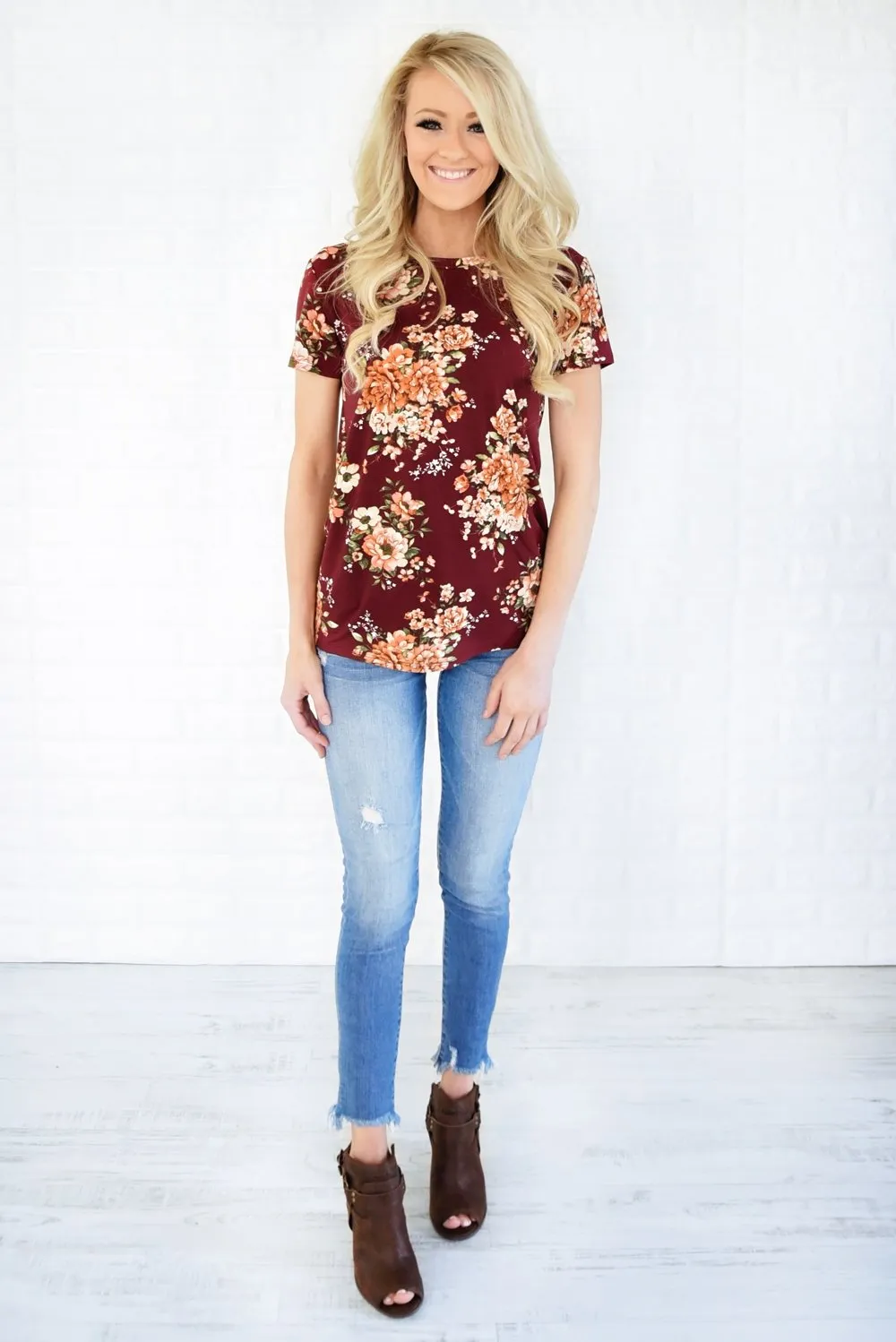 Beautifully Blooming Top ~ Burgundy