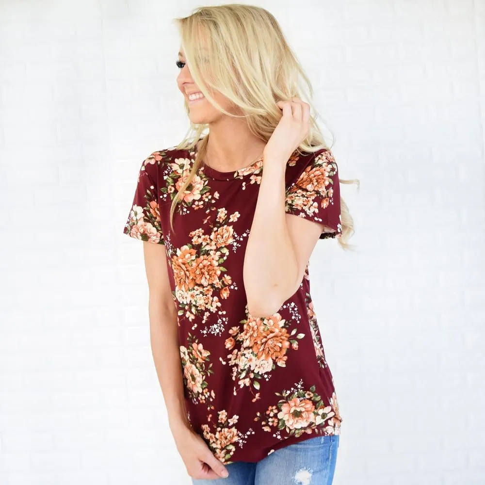 Beautifully Blooming Top ~ Burgundy