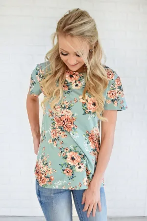 Beautifully Blooming Top ~ Mint