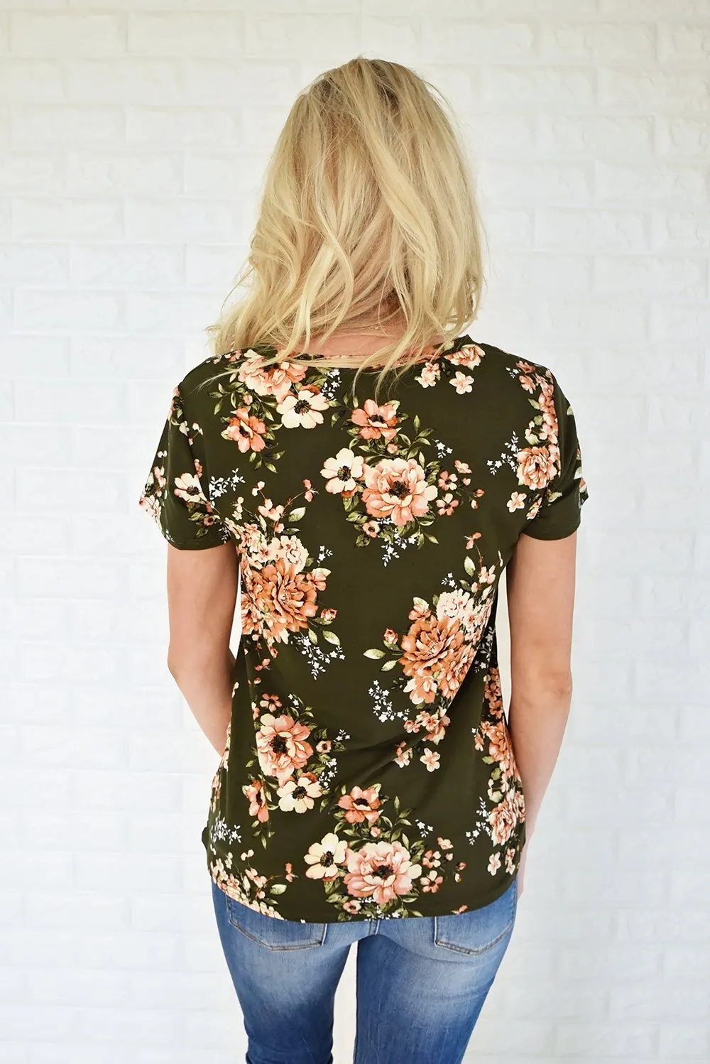 Beautifully Blooming Top ~ Olive
