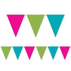 Beistle Cerise, Light Green, and Turquoise Indoor/Outdoor Pennant Banner 11 in  x 12' (1/Pkg) Party Supply Decoration : General Occasion
