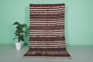 Berber Handira Stripe Moroccan Kilim 5 FT x 8.4 FT - Bold Geometric & Striped Design