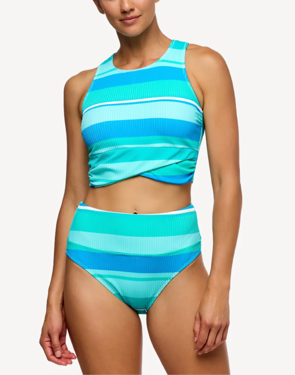 Bermuda Stripe Harmony High Waist Bikini Bottom