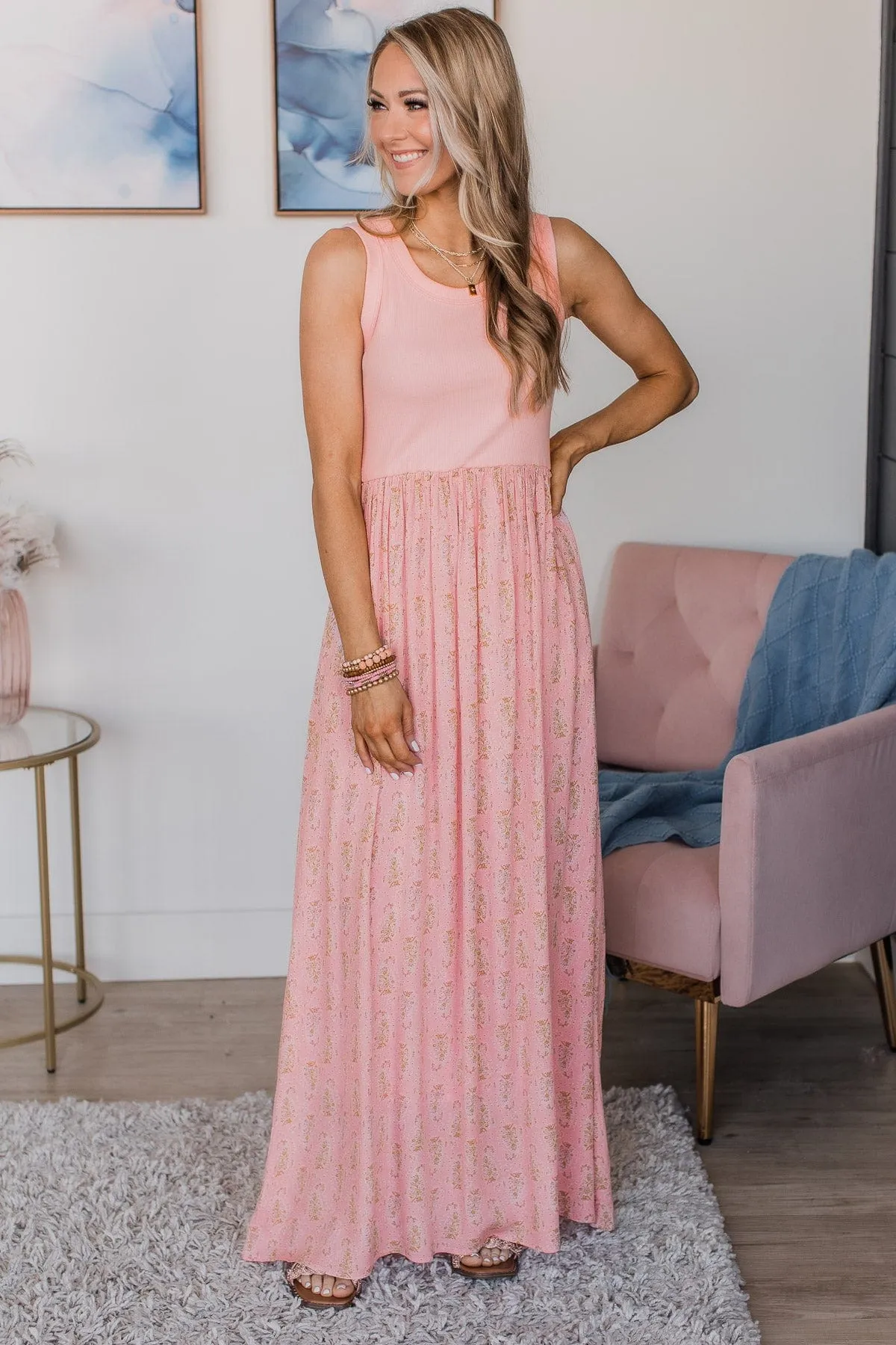 Best Days Ahead Floral Maxi Dress- Pink