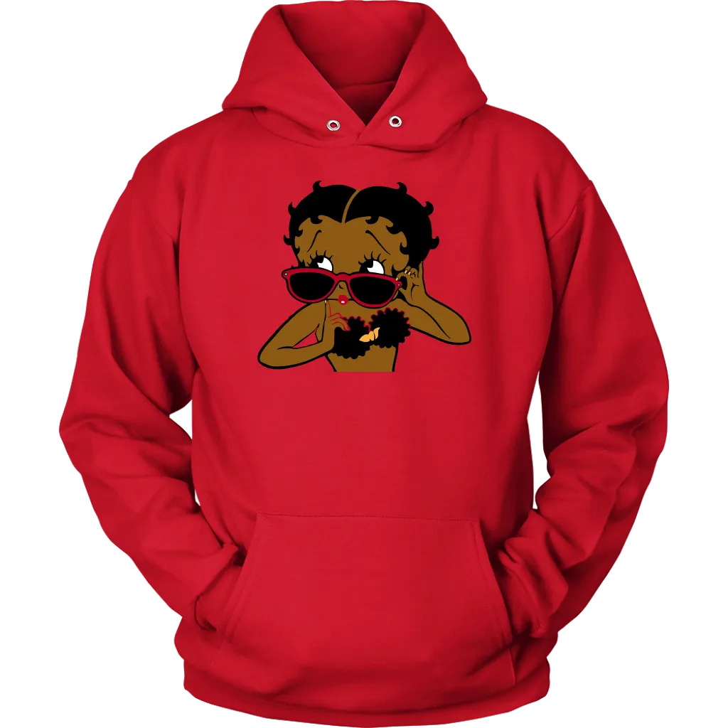 Betty Boop with Glasses Hoodie| Betty Boop Afro Girl | Betty Boop Merchandise