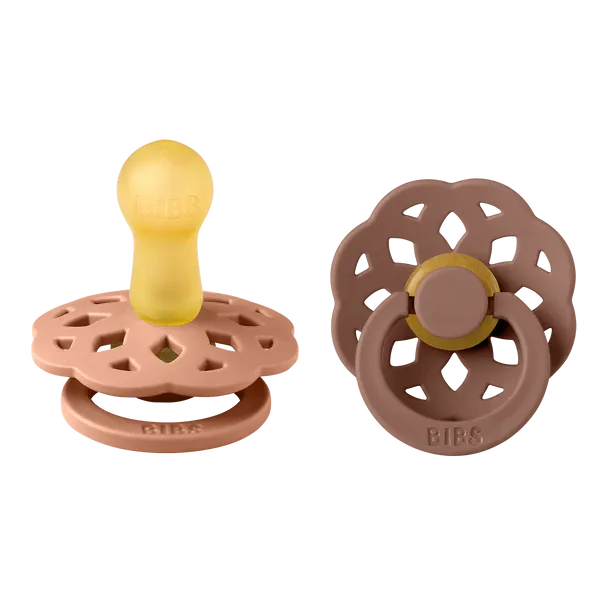 BIBS Pacifier Boheme Latex 2 Pack - Peach / Woodchuck