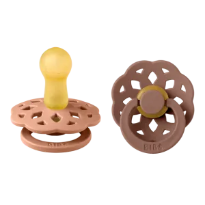 BIBS Pacifier Boheme Latex 2 Pack - Peach / Woodchuck